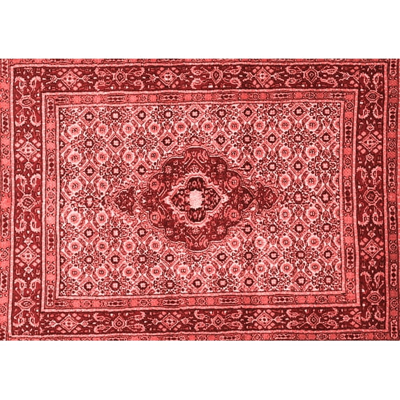 Ahgly Company Indoor Rectangle Medallion Red Traditional Area Rugs, 7' x 9'