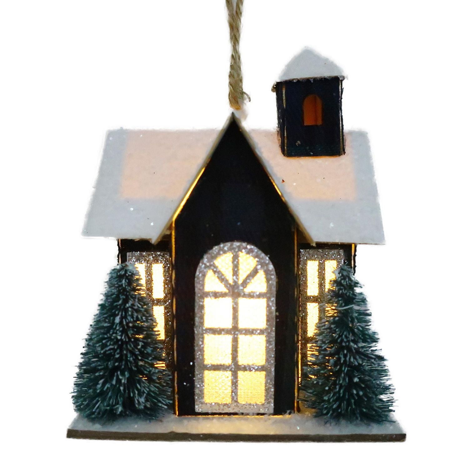 Holiday Time  LED Plaid House Ornament
