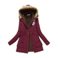 thumbnail image 1 of UKAP Manteau pour Femmes avec Cordon de Serrage Parka Veste Décontractée pour la Neige Rouge Vin 3TG, 1 of 2