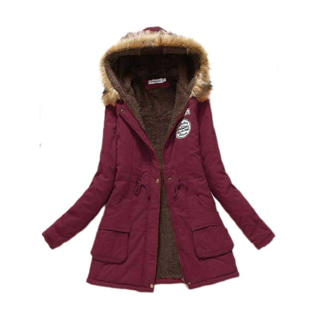 UKAP Manteau pour Femmes avec Cordon de Serrage Parka Veste Décontractée pour la Neige Rouge Vin 3TG