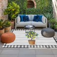 thumbnail image 2 of Summer Lemon Outdoor Rug for Patio/Deck/Porch, Non-Slip Large Area Rug 4 x 6 Ft, Potted Plant Black Plaid Vintage Wood Indoor Outdoor Rugs Washable Area Rugs, Reversible Camping Rug Carpet Runner, 2 of 8