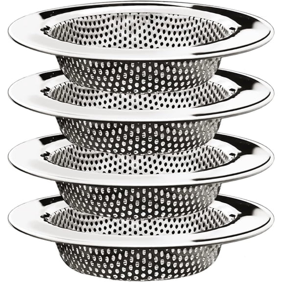4-Pack Stainless Steel Sink Strainers – 4.5" Wide Drain Filters with Built-In Food Debris Catcher for Kitchen Sinks