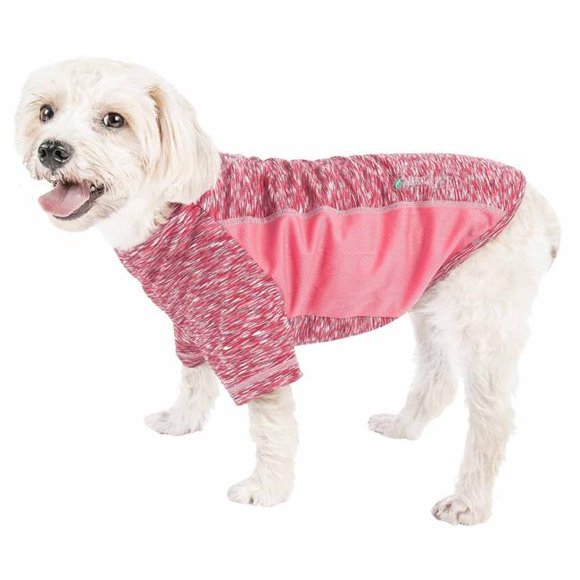 Pet Life TSHL5PKSM Active Warf Speed Heathered Ultra-Stretch Sporty Performance Dog T-Shirt, Pink Heather & Light Pink - Small