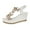 Gold, variant on Women's Platform Wedge Sandals Fashion Pearl Butterfly Sparkly Rhinestones Elastic Ankle Strap Dress Shoes White Size 7