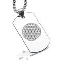 thumbnail image 1 of Stainless Steel Sacred Geometry Flower of Life Dog Tag Pendant Necklace, 1 of 3