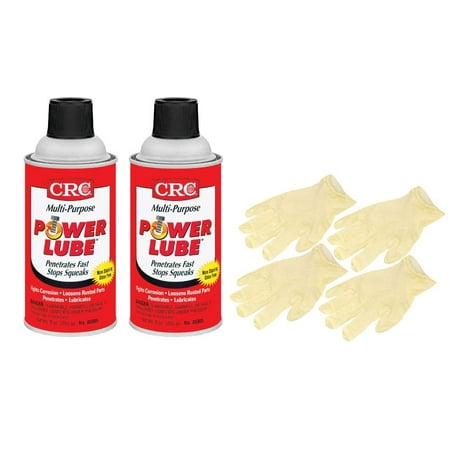 CRC Power Lube Multi-Purpose Lubricant (9 Wt Oz) Bundle with Latex Gloves (6