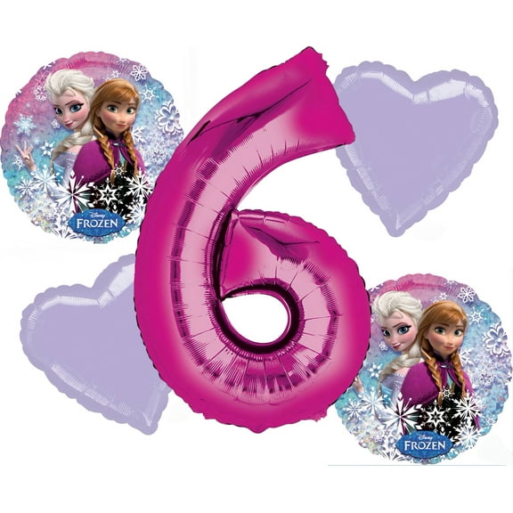 Frozen Balloon Bouquet 6th Birthday 5 pcs - Party Supplies
