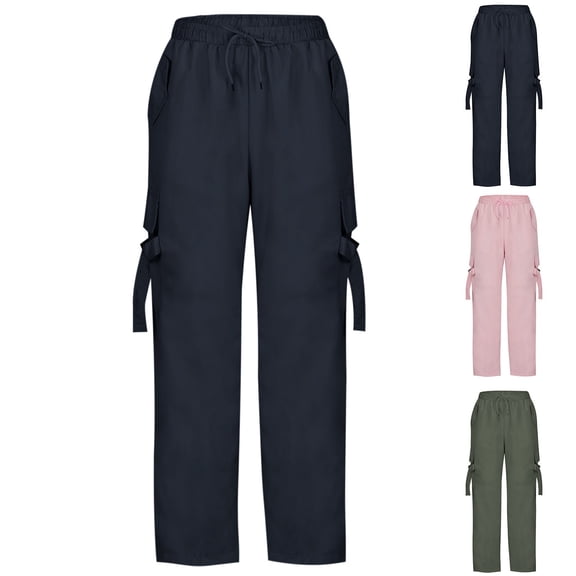 Yourumao Cargo Pants for Women Wide Leg Elastic Waisted Jeans Baggy Trendy Denim Pants Streetwear Jean Trousers with Pocket