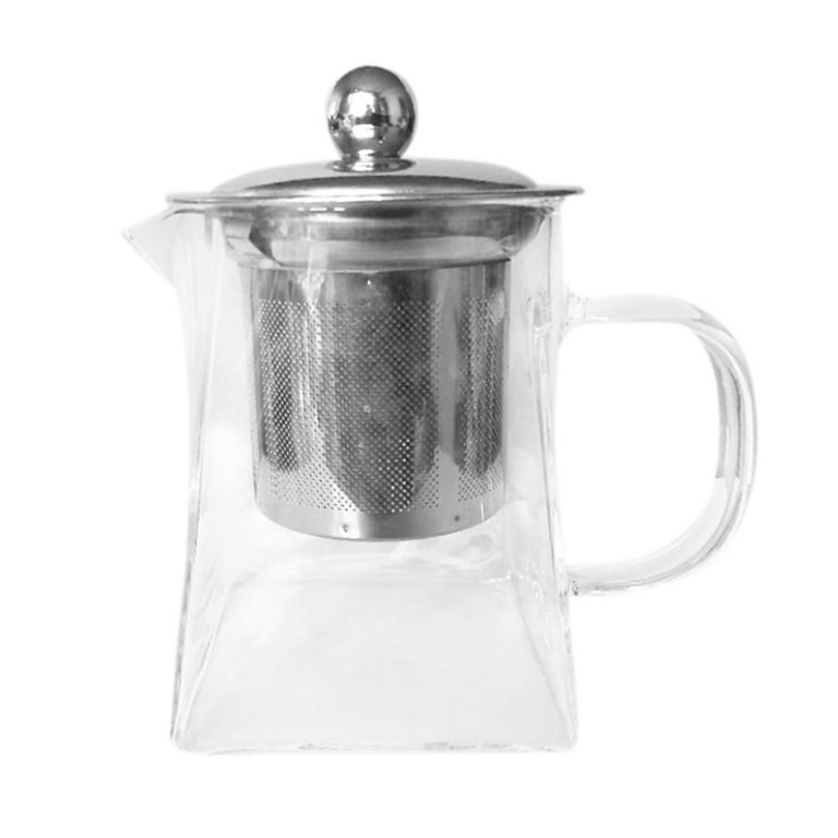 Stainless-Steel Heat Resistant Glass Teapot with Strainer Filter Infuser  Tea Pot