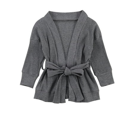 

Fiomva Girls Long Sleeve Warm Knitted Coat with Sashes