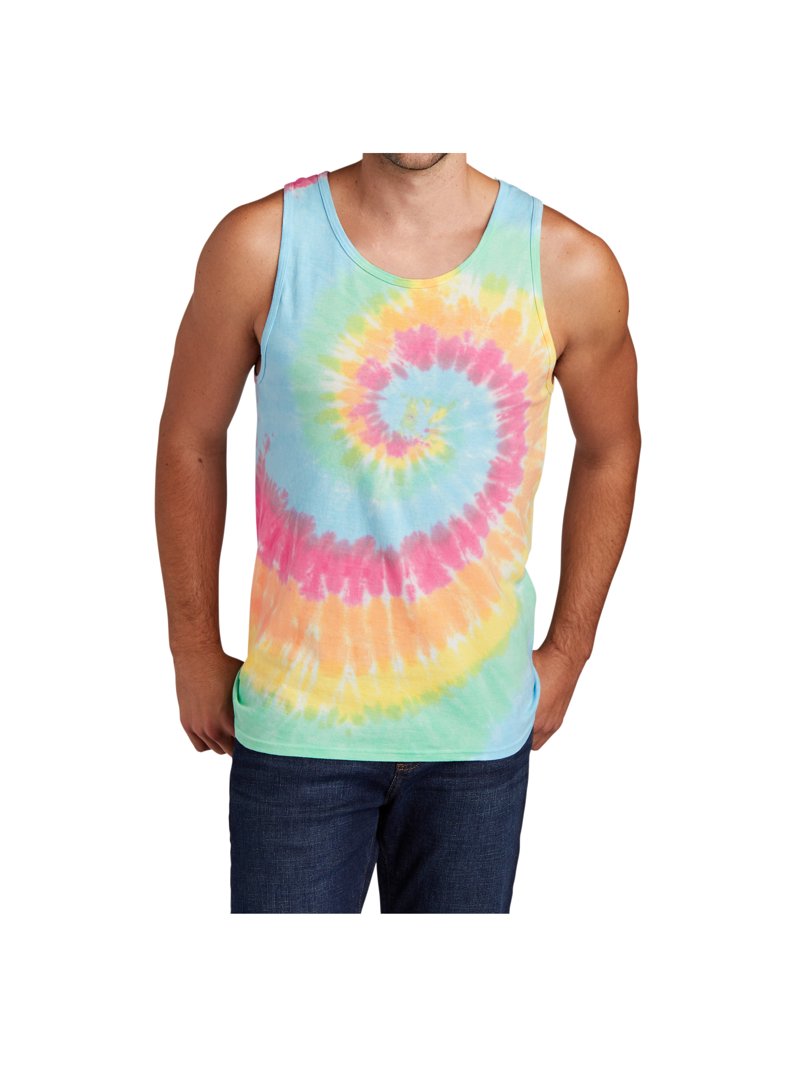 Mens Cotton Tank Top Tie-Dye Sleeveless Shirt Gym, Fitness Multi Color 2X-Large