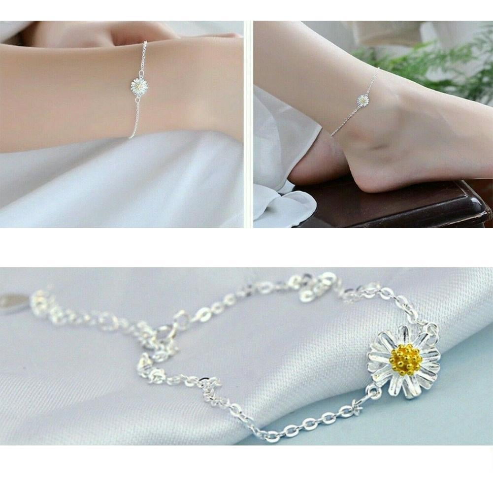 Daisy Flower Bracelet/Anklet Jewellery Foot Chain Boho adjustable O7H8 
