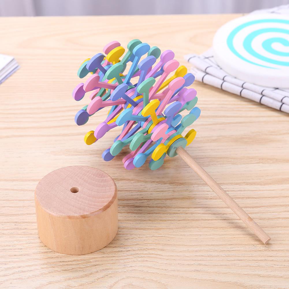 Wood Helicone Lolly Toy Rotating Magic Wand Stress Relief Toys Home Decor H1 