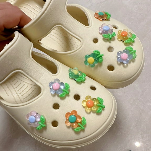 10 PCS Flower Shoe Charms for Girls, Shoe Decoration Charms for Women, Teens, and Kids, Resin DIY Shoe Charms for Party Favor Gifts
