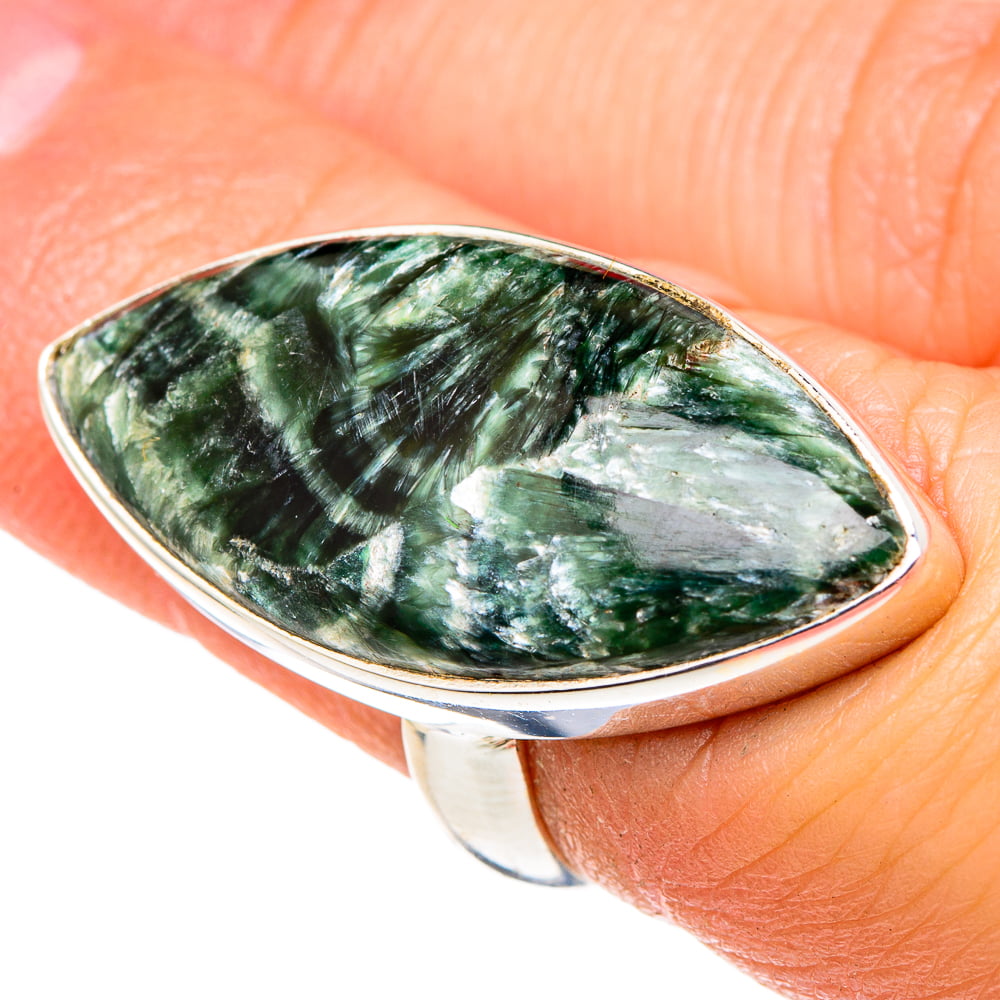 Handcrafted Patterned Sterling Silver and Seraphinite ring