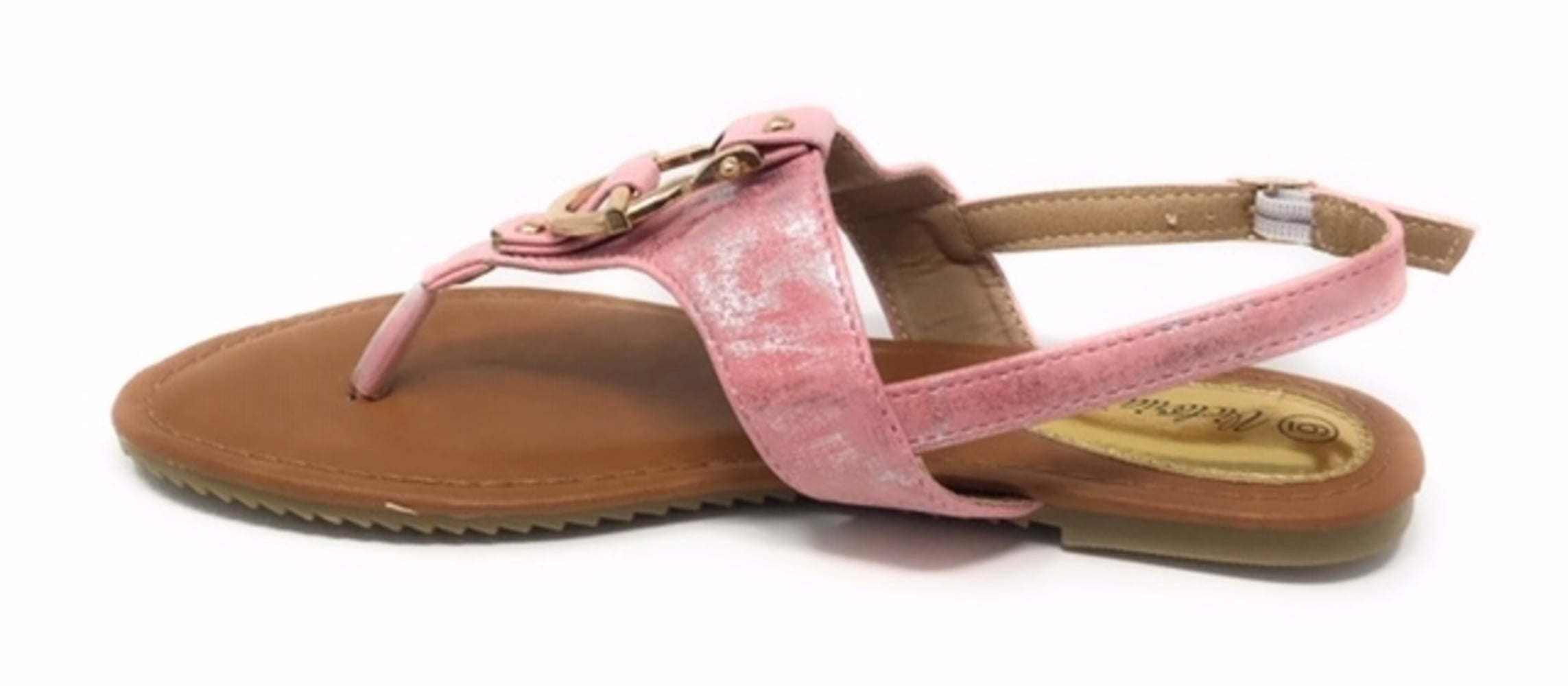 Victoria K Women's Gold Buckle Metallic Sandals