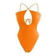 thumbnail image 5 of Womens One-Piece Swimsuits Solid Color Sexy Backless Monokini One Piece Swimsuit Women Swimwears Holiday Wear,Orange,S, 5 of 5