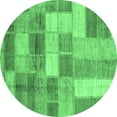 thumbnail image 1 of Ahgly Company Indoor Round Patchwork Emerald Green Transitional Area Rugs, 4' Round, 1 of 4