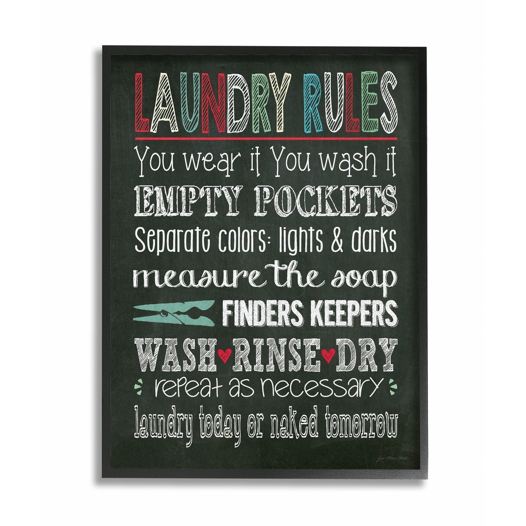 Stupell IndustriesThe Stupell Home Decor Laundry Rules Typography Chalkboard BathroomFramed Wall Art by Jo Moulton