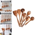thumbnail image 4 of Rongfmy Japanese Wooden Kitchen Utensils Set Nonstick Long Handle Cookware 7pcs, 4 of 9