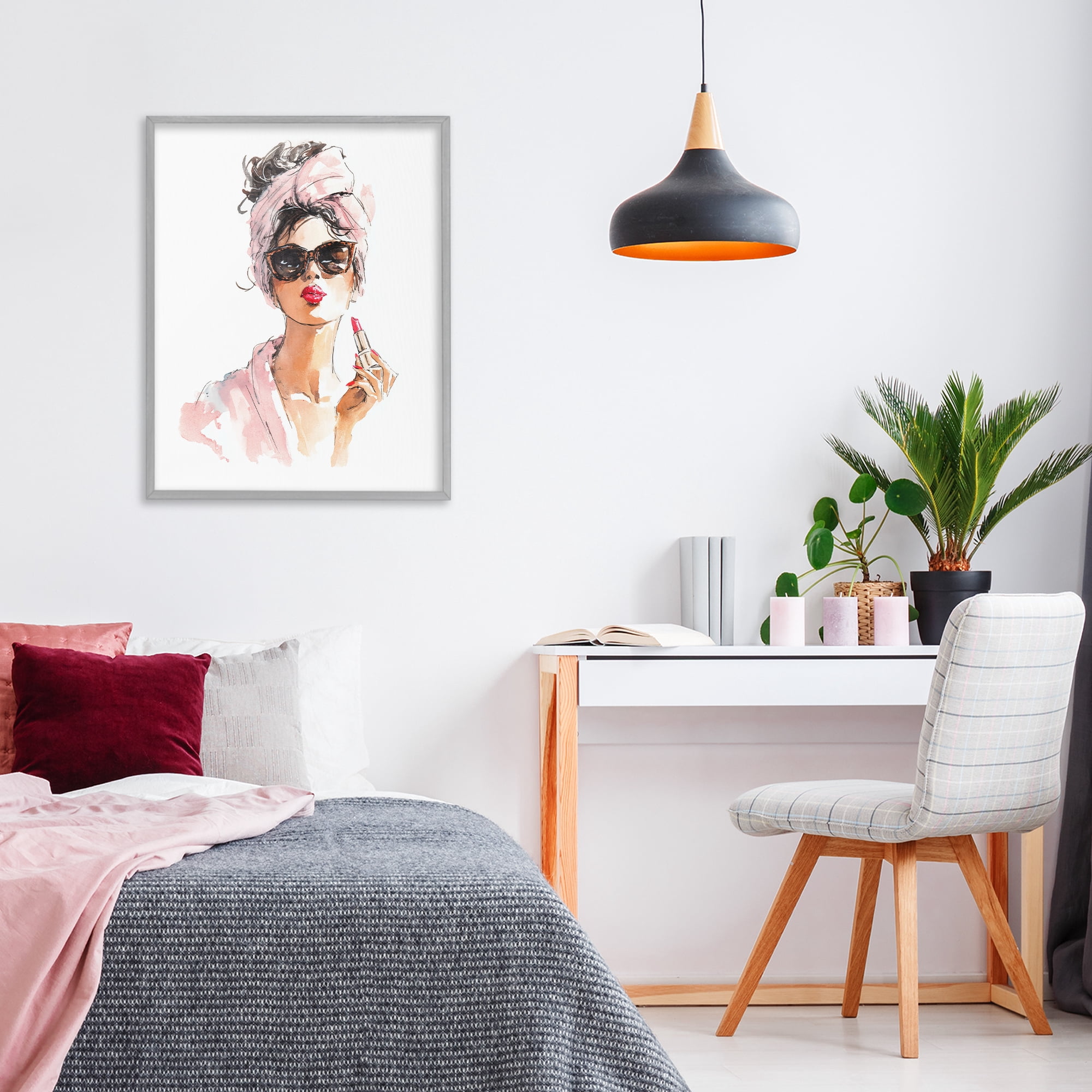 Stupell Industries Velour Secrets Lipstick Gray Framed Giclee Art, design by Svetlana Aleynikova