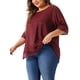 thumbnail image 4 of Blusas Casuales de Manga Corta de Encaje de Talla Grande para Mujeres Agnes Orinda, Cuello Redondo, 2X, Burdeos, 4 of 6