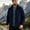 Navy, variant on Men's Reversible Sherpa Fleece Jacket Stand Collar Full Zip Up Double Sided Polyester Blend Solid Color Long Sleeve Warm Winter Casual Coat Outerwear