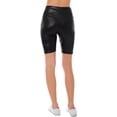 thumbnail image 4 of MixMatchy Women's Comfortable Faux Leather Biker Shorts with Stretchy Elastic Band, 4 of 6
