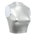 thumbnail image 3 of FYMNSI Women's Sexy Shiny Metallic Strapless Crop Tube Top Strapless Holographic Tops Clubwear S Sliver, 3 of 5