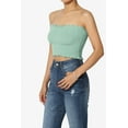 thumbnail image 3 of TheMogan Women's PLUS Strapless Frilled Trim Shirred Smock Crop Tube Top Stretch Bustier, 3 of 6