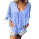 thumbnail image 1 of Moda mujer verano casual 1/2 manga cuello redondo blusa sólida camiseta Wmkox8yi  bvn1548, 1 of 8