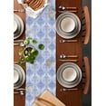 thumbnail image 2 of Blue Boho Floral Table Runner 120 Inches, Vintage Ethnic Tribe Abstract Art Bed Runner Dresser Scarves Tabletop for Indoor Outdoor Parties/Ceremony/Banquet, 13"x 120", 2 of 8