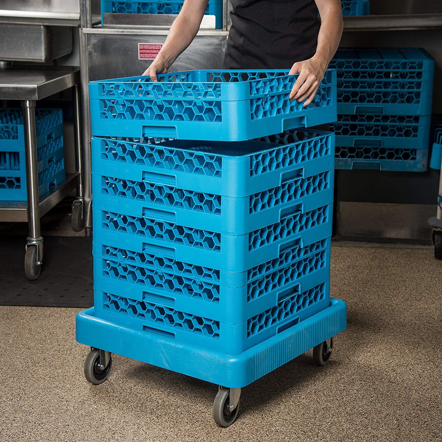 Carlisle C223614 E-Z Glide Blue Warewashing Rack Dolly
