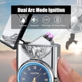 thumbnail image 2 of COMANYI Cool Lighter with Clock Dial Electric Lighters with LED Power Display Plasma Lighters Windproof USB Rechargeable Lighter Gifts for Men Women (Silver, Eagle), 2 of 6