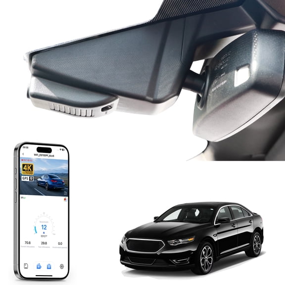 Mangoal 4K Dash Cam Starvis Sensor Fit for Ford Taurus 2013-2019, Base XLT ST_Line Limited Timberline Platinum King Ran(Model B), OEM Style, WiFi & APP, GPS, 64GB Card