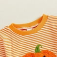 thumbnail image 6 of LIIPEE Boys Girls Onesie Halloween Cartoon Pumpkin Embroidery Long Sleeve Round Neck Striped Bodysuit Girl Breathable Holiday School Party One-Pieces,Orange,60, 6 of 9