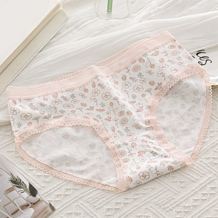 Unbeatable Price: Women s Bikini Underwear  Ropa Interior de Mujer  Milk Silk Breathable Mid Waist Girls Panties Sweet Lace Printed Comfortable Panties SOPATENOR White M