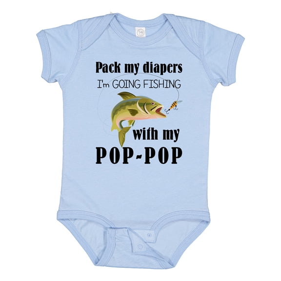Inktastic Pack My Diapers I Am Going Fishing with Pop-pop Boys or Girls Baby Bodysuit