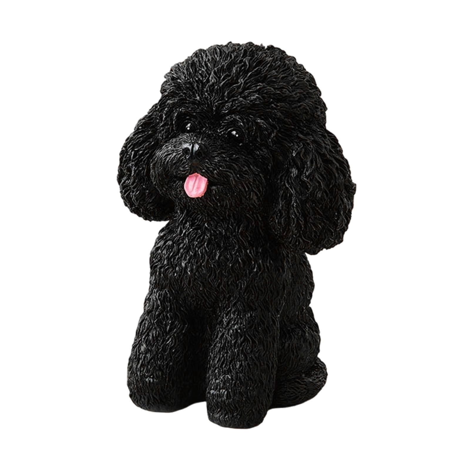 Fancyes Seating Dog Statue Inner And Outdoor Decoration Home Decoration Collections Garden Puppy Sculpture for Entrance Farmhouse Black