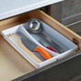 thumbnail image 3 of White Multi-Purpose Home Organization Tray with 2 Spacious Compartments - 9x12, Stackable, Rubber-Lined Plastic with Soft Grip Lining and Non-Slip Feet by Home Basics, 3 of 3