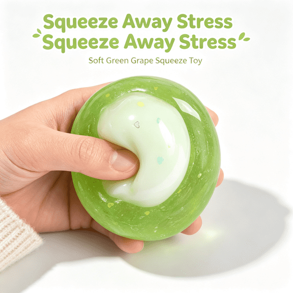 Novelty Green Grape Squishy Decompression Toy, Lifelike Double‑Layer Fake Fruit Hand Toy, Calming Stress‑Relief Sensory Tool, Ideal Birthday & Party Gift for Kids, Teens and Adults
