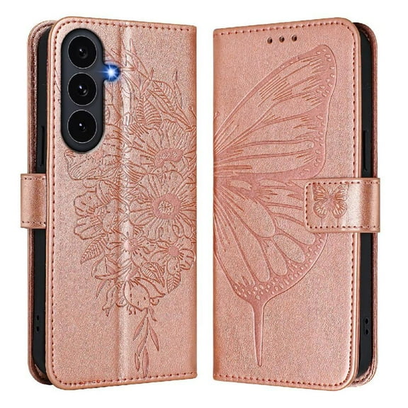 Case for Samsung Galaxy S25 Fe Flip Cover Premium Leather Magnetic Embossing Butterfly