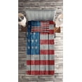 thumbnail image 2 of Ambesonne Retro Quilted Coverlet 2 Pcs, Worn Style American Flag, Twin Size, Blue Red Pale Grey, 2 of 2
