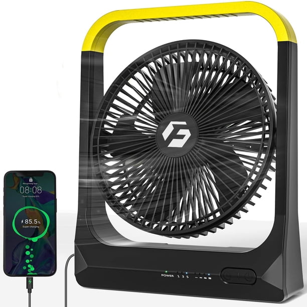 Ventilador portátil recargable de 9 pulgadas y 20800 mAh (hasta 72 horas de tiempo de trabajo) - Ventilador con pilas - Ventiladore recargable para Cuba, adecuado para camping, dormitorio, escritorio,