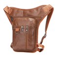 thumbnail image 3 of Bolsa cartuchera para motocicleta con cierre de cremallera y diseño de múltiples bolsillos, bolsa para pierna de cuero PU Marrón, 3 of 8