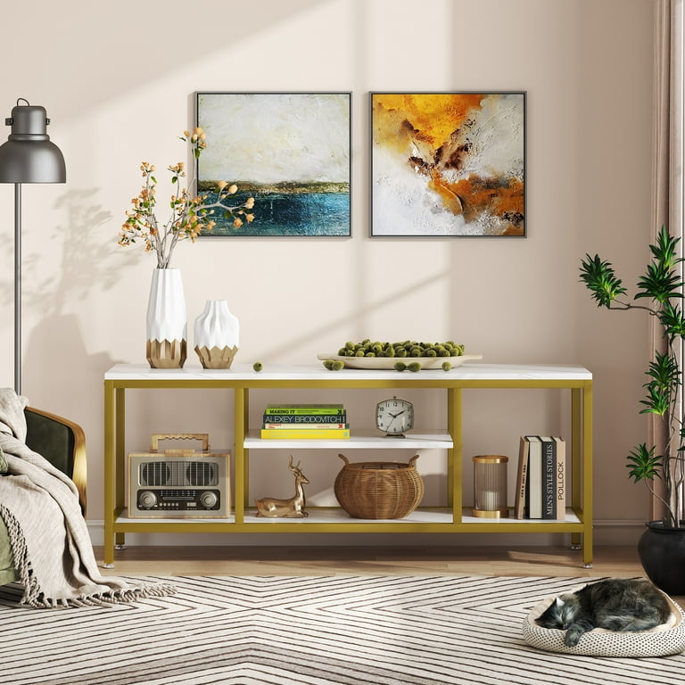 Tribesigns TV Stand 59 Inches Gold 3 Tier TV Console For 56 OFF