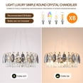 thumbnail image 3 of 23.6" Modern Crystal Chandelier with 3-Tier Grey Glass Domes - Matte Gold Wrought Iron Frame & 39" Adjustable Steel Cord - E14 x6 Ceiling Light Fixture 39.4"H for Luxury Dining Room, 3 of 10