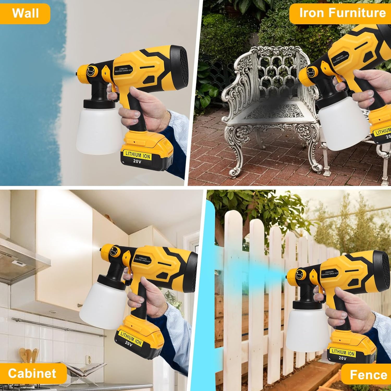 Paint Sprayer for Dewalt 20V MAX Battery, HVLP Spray Paint Gun with Motor and Copper Nozzle,600W Cordless Paint Sprayer for Home Interior and Exterior, House Painting(Tool Only)