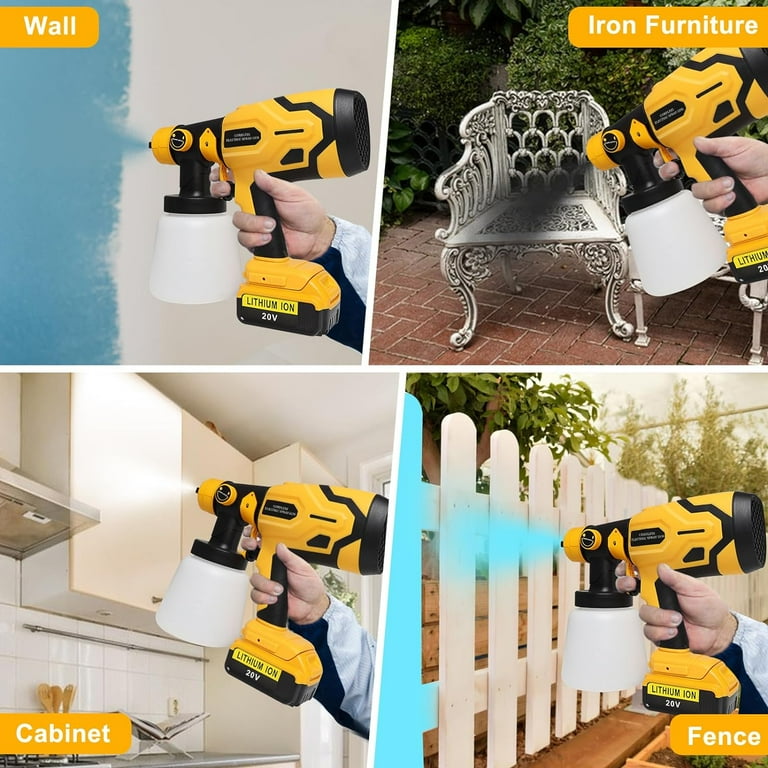 Paint Sprayer for Dewalt 20V MAX Battery HVLP Spray Paint Gun with Motor and Copper Nozzle 600W Cordless Paint Sprayer for Home Interior and Exterior House Painting Tool Only Walmart