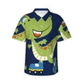 thumbnail image 2 of Picia Dino Playing Roller Skate Gentle Cotton Regular Fit Short Sleeve Casual Hawaiian Shirt for Men-Medium, 2 of 9